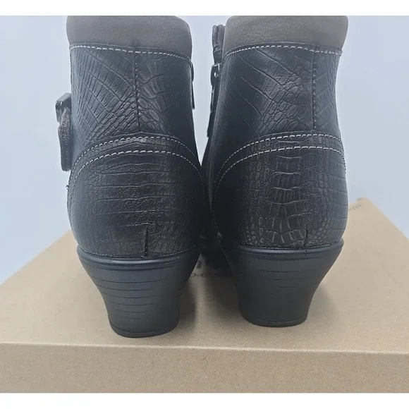 Orthofeet Bioheel Emma Ankle Boots‎ Brown Taupe Leather Buckle Heel 11